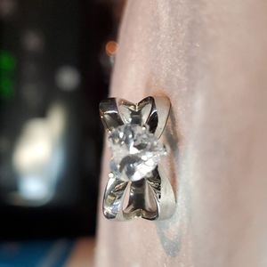 QVC simulated diamond heart ring Sterling silver 8